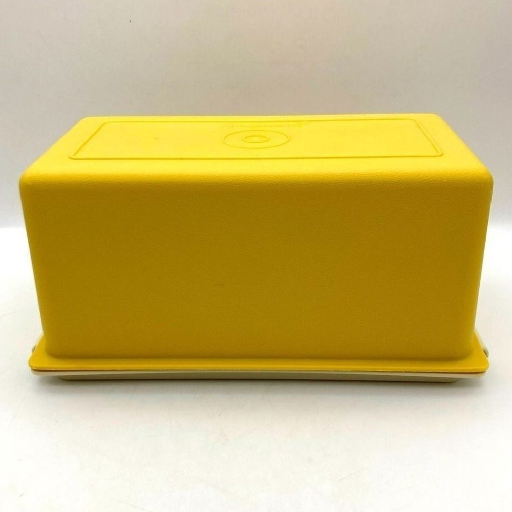 Vintage Tupperware Harvest Gold Butter Keeper Dish Mustard Yellow USA Food Decor